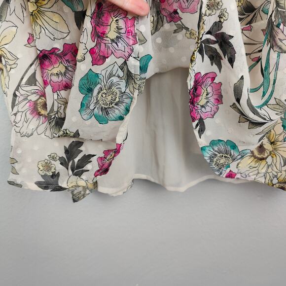 Torrid Chiffon Clip Dot Blouson Short Sleeve Top Womens 4X Floral Print Boho - Picture 3 of 8